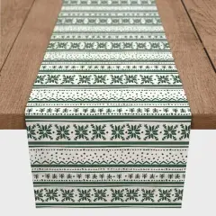90" Green Pattern Poly Twill Table Runner