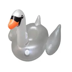 Swim Central Color Changing 75" Inflatable LED Swan Float Lounger