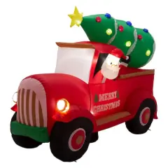 Glitzhome&reg; 7ft. Inflatable Santa Claus On Truck