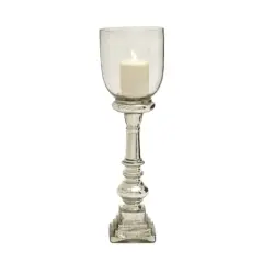 22" Silver Glass Traditional Candle Holder