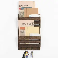 NEX&trade; Rustic Brown Mail and Key Holder with 4 Hooks