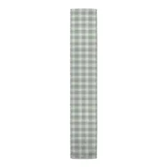 Faded Plaid Indoor/Outdoor Table Runner Green