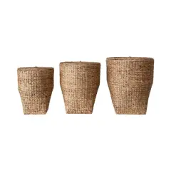 Hello Honey&reg; Natural Handwoven Water Hyacinth Laundry Basket Set with Lids