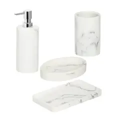 Honey Can Do Off-White Marble Bath Accessory Set
