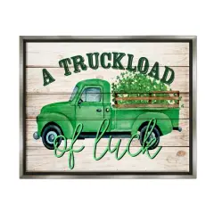 Stupell Industries Truckload Of Luck St Patrick's Day Farmhouse Floater Framed Art Gray