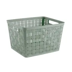 Sage Plastic Wicker Storage Basket by Simply Tidy&reg;