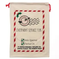 Personality Case&trade; 19" x 26" Candy Stripe Cotton Christmas Drawstring Bag