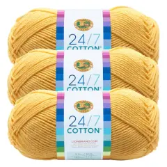 3 Pack Lion Brand&reg; 24/7 Cotton&reg; Yarn Lemon