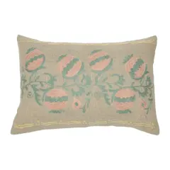 Hello Honey&reg; Multicolor Embroidery Cotton Chambray Lumbar Pillow