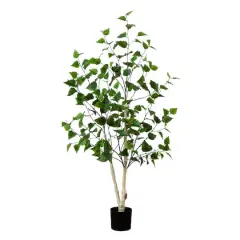 4ft. Potted Green Artificial Birch Tree with Real Touch Leaves