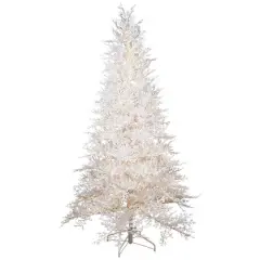 7.5ft. Pre-Lit Flocked Twig Artificial Christmas Tree, Warm White LED Lights