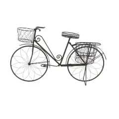 Silver Metal Vintage Bicycle Plantstand, 56" x 31"