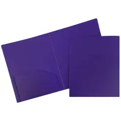 JAM Paper Heavy Duty Plastic 2 Pocket File Folder Purple