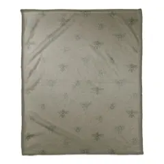 Delicate Bee Pattern Coral Fleece Blanket Green