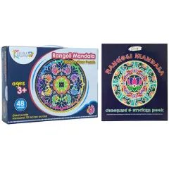 Kulture Khazana Rangoli Mandala Puzzle & Coloring/Sticker Book Bundle