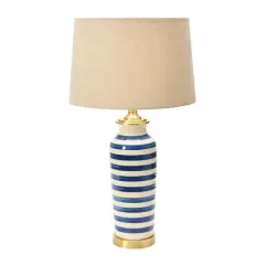 Hello Honey&reg; 2ft. Striped Ceramic & Metal Desk Lamp Blue