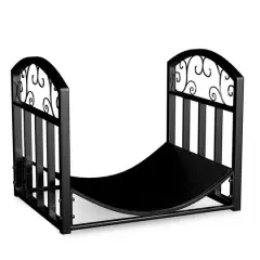 Hastings Home Black Scrolls Firewood Storage Rack