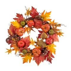 24" Pumpkin & Berries Artificial Fall Wreath