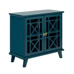 Walker Edison 32" Blue Fretwork Accent Storage Cabinet
