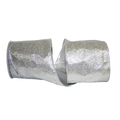 JAM Paper 4" x 10yd. Glitter Lam&eacute; Wired Ribbon Silver