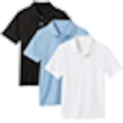Galaxy by Harvic Boys Moisture Wicking Short Sleeve Polo Shirt 3 Pack Black/Light Blue/White