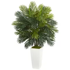 4ft. Areca Palm Artificial Plant in White Tower Planter