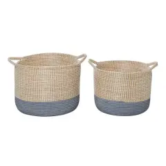 Brown Sea Grass Contemporary Storage Basket Set
