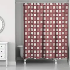 Squares Shower Curtain Maroon