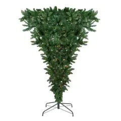 7.5ft. Pre-Lit Green Upside Down Spruce Artificial Christmas Tree, Clear Lights