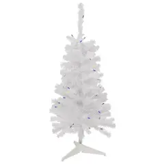 3ft. Pre-Lit Woodbury White Pine Slim Artificial Christmas Tree, Blue Lights