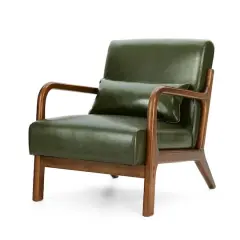 Glitzhome&reg; Mid-Century Faux Leather Accent Chair Green
