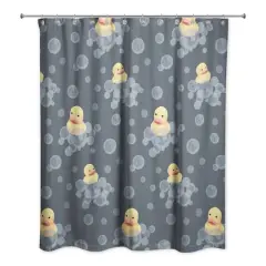 74" Rubber Duckies Shower Curtain Navy