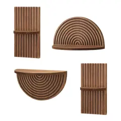 American Art Decor Half Circles Meet Right Angles 4-Piece Shelf Set - 10" x 5.5", 6.25" x 11.75"