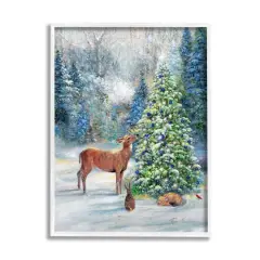 Stupell Industries Winter Woodland Animals Tree Framed Giclee Art White