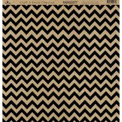 Paper Caf&eacute; Kraft & Black Chevron 12" x 12" Cardstock, 15 Sheets