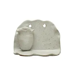 Hello Honey&reg; 6.5" Ivory Stoneware Wall Shelf with Vase