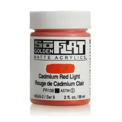 Golden&reg; 2oz. SoFlat Matte Acrylic Paint Cadmium Red Light