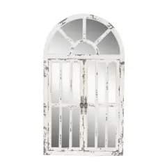 46" White Vintage Wood Wall Mirror