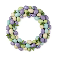 Glitzhome&reg; 18" Easter Purple Hue Eggs Wreath