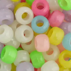 John Bead 9mm Plastic Pony Beads, 1,000ct. Assorted Glow-In-The-Dark
