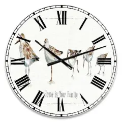 Designart Pebbles And Sandpipers Family Wall Clock