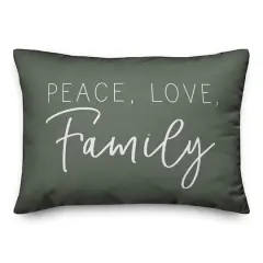 20" x 14" Peace Love Family Versatile Throw Pillow Sage
