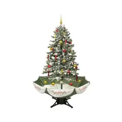 5.5ft. Pre-Lit Medium Musical Snowing Artificial Christmas Tree with Umbrella Base, Blue LED Lights