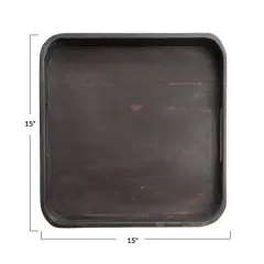Hello Honey&reg; 15" Distressed Black Decorative Wood Tray with 2 Handles