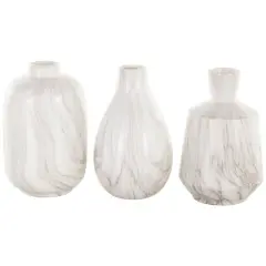 White Ceramic Marble Inspired Vase Set