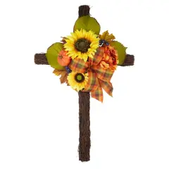 38" Sunflower & Mum Remembrance Cross by Ashland&reg;