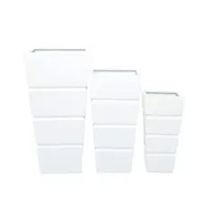White Modern Planter, Set of 3" 13", 10", 15"
