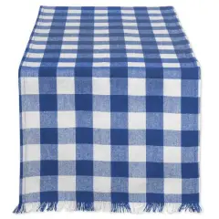 DII&reg; 108" Heavyweight Check Fringed Table Runner Navy