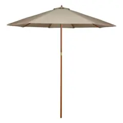 9ft. Outdoor Patio Market Umbrella with Wooden Pole Tan