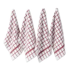 DII&reg; Windowpane Terry Dishtowels, 4ct. Wine